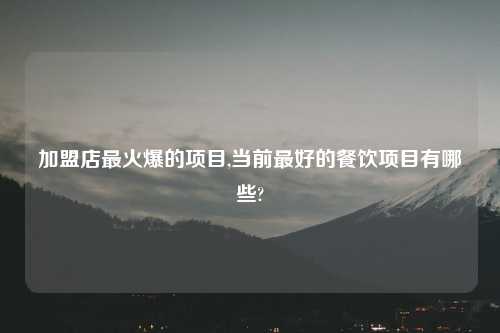 加盟店最火爆的项目,当前最好的餐饮项目有哪些?