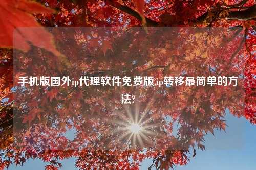 手机版国外ip代理软件免费版,ip转移最简单的方法?