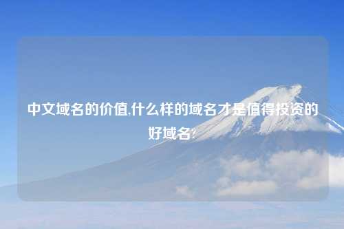 中文域名的价值,什么样的域名才是值得投资的好域名?