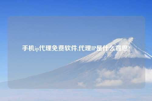 手机ip代理免费软件,代理IP是什么意思?