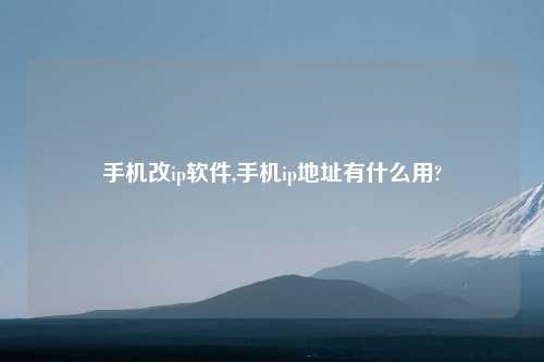 手机改ip软件,手机ip地址有什么用?