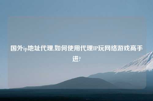 国外ip地址代理,如何使用代理IP玩网络游戏高手进?