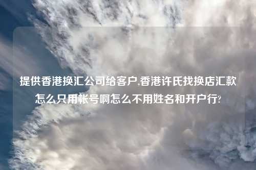 提供香港换汇公司给客户,香港许氏找换店汇款怎么只用帐号啊怎么不用姓名和开户行?