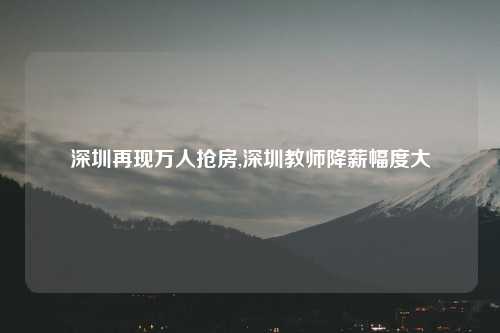 深圳再现万人抢房,深圳教师降薪幅度大