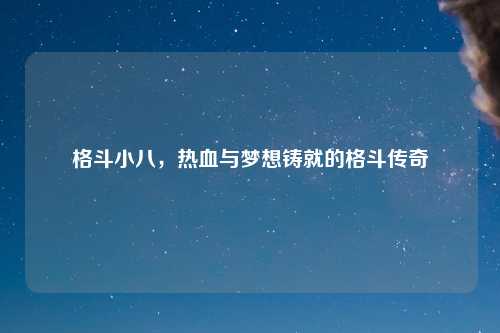格斗小八，热血与梦想铸就的格斗传奇