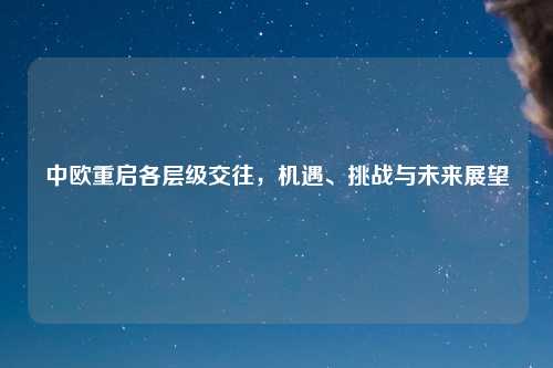 中欧重启各层级交往，机遇、挑战与未来展望