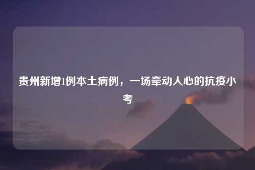 贵州新增1例本土病例，一场牵动人心的抗疫小考