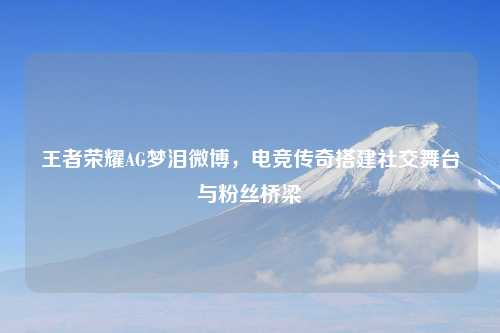 王者荣耀AG梦泪微博，电竞传奇搭建社交舞台与粉丝桥梁