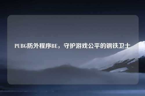 PUBG防外程序BE，守护游戏公平的钢铁卫士