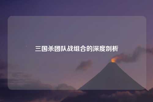 三国杀团队战组合的深度剖析