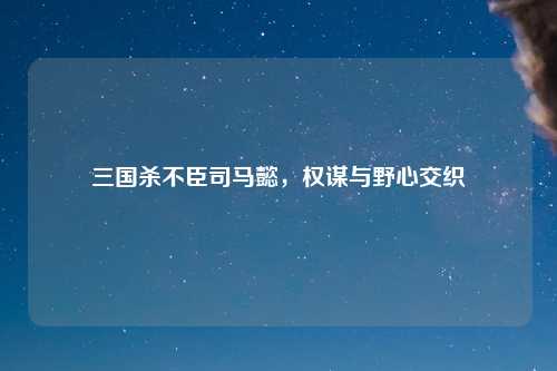 三国杀不臣司马懿，权谋与野心交织
