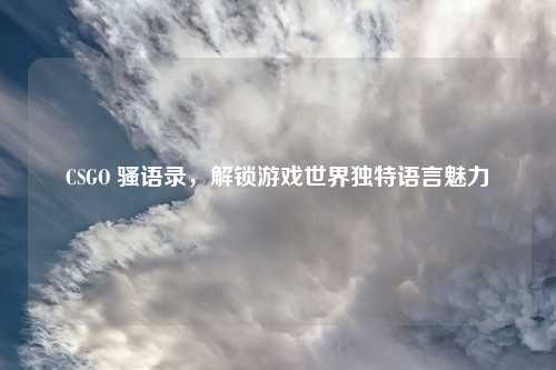 CSGO 骚语录，解锁游戏世界独特语言魅力