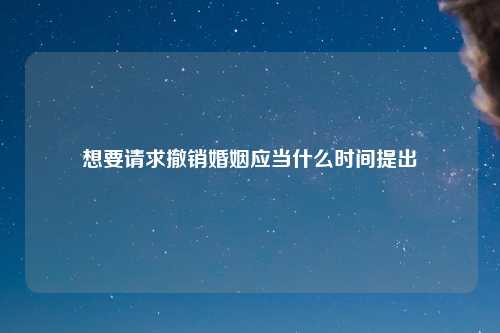 想要请求撤销婚姻应当什么时间提出