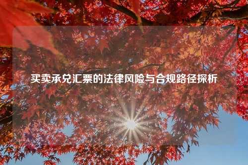 买卖承兑汇票的法律风险与合规路径探析